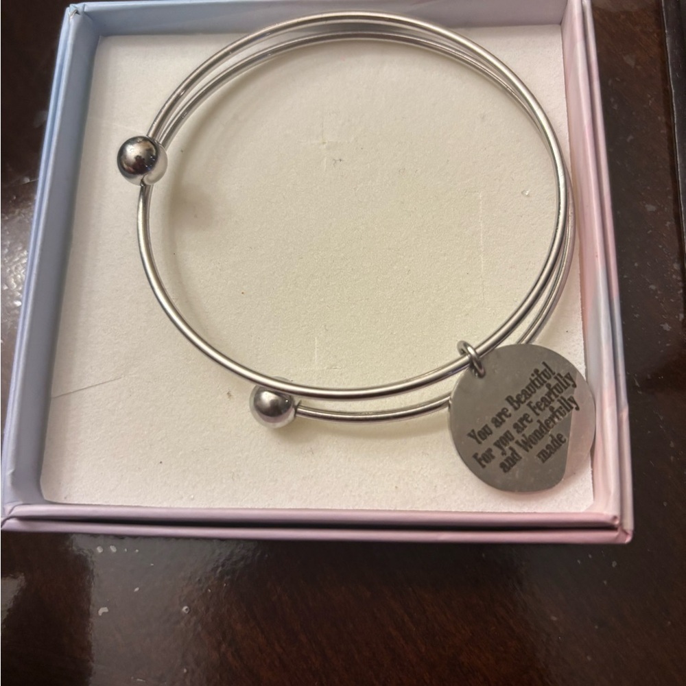 Silver Inspirational Bangle Bracelet